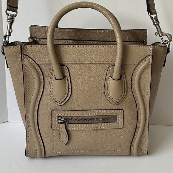 Celine Nano Luggage Handbag in Taupe Grained Leather Authentic - Picture 3 of 14